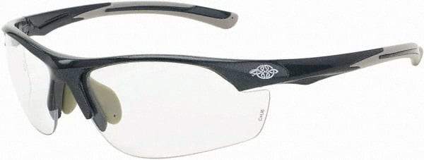 CrossFire - Clear Lenses, Framed Safety Glasses - Scratch Resistant, Gray Frame, Size Universal, Wrap Around - Best Tool & Supply