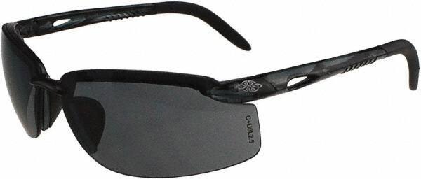 CrossFire - Smoke Lenses, Framed Safety Glasses - Scratch Resistant, Black Frame, Size Universal, Wrap Around - Best Tool & Supply