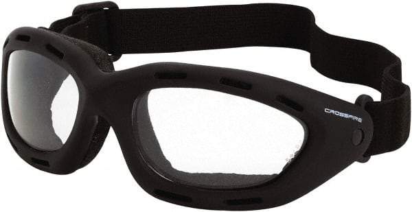 CrossFire - Clear Lenses, Framed Safety Glasses - Anti-Fog, Black Frame, Size Universal, Wrap Around - Best Tool & Supply