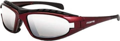 CrossFire - Silver Mirror Lenses, Framed Safety Glasses - Scratch Resistant, Red Frame, Size Universal, Wrap Around - Best Tool & Supply