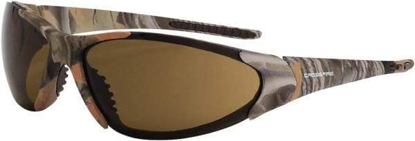 CrossFire - Brown Lenses, Framed Safety Glasses - Scratch Resistant, Brown Camouflage Frame, Size Universal, Wrap Around - Best Tool & Supply