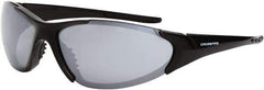 CrossFire - Silver Mirror Lenses, Framed Safety Glasses - Scratch Resistant, Black Frame, Size Universal, Wrap Around - Best Tool & Supply