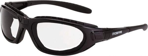 CrossFire - Clear Lenses, Framed Safety Glasses - Anti-Fog, Crystal Black Frame, Size Universal, Wrap Around - Best Tool & Supply