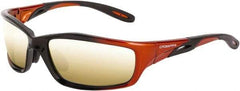 CrossFire - Gold Mirror Lenses, Framed Safety Glasses - Scratch Resistant, Orange/Black Frame, Size Universal, Wrap Around - Best Tool & Supply