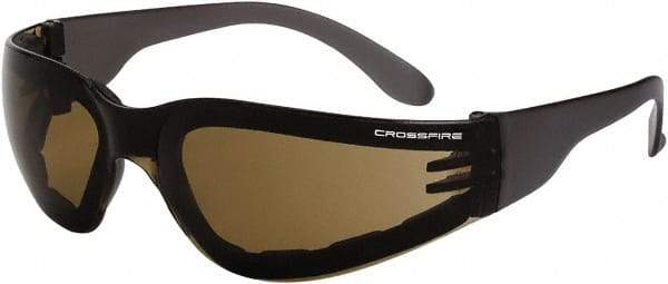 CrossFire - Brown Lenses, Framed Safety Glasses - Anti-Fog, Brown Frame, Size Universal, Wrap Around - Best Tool & Supply