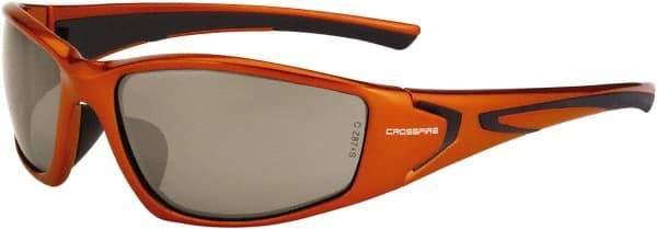 CrossFire - Copper Mirror Lenses, Framed Safety Glasses - Scratch Resistant, Burnt Orange Frame, Size Universal, Wrap Around - Best Tool & Supply