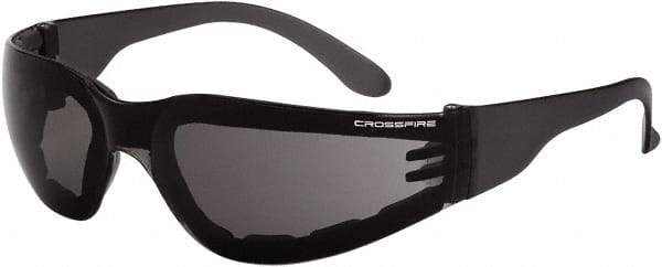 CrossFire - Smoke Lenses, Framed Safety Glasses - Anti-Fog, Black Frame, Size Universal, Wrap Around - Best Tool & Supply