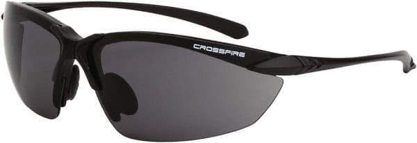 CrossFire - Smoke Lenses, Framed Safety Glasses - Scratch Resistant, Matte Black Frame, Size Universal, Wrap Around - Best Tool & Supply