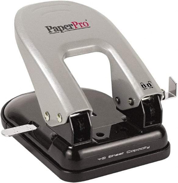 PaperPro - Paper Punches Type: 40 Sheet Manual Two Hole Punch Color: Black/Silver - Best Tool & Supply