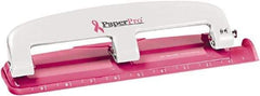 PaperPro - Paper Punches Type: 12 Sheet Manual Three Hole Punch Color: Pink - Best Tool & Supply