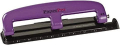 PaperPro - Paper Punches Type: 12 Sheet Manual Three Hole Punch Color: Purple/Black - Best Tool & Supply