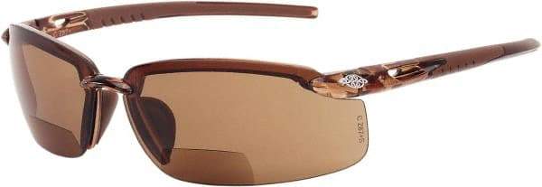 CrossFire - +2.5, Brown Lenses, Scratch Resistant, Frameless Magnifying Safety Glasses - UV Protection - Best Tool & Supply