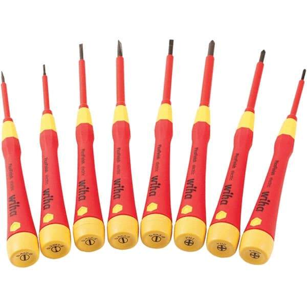 Wiha - 8 Piece Slotted & Phillips Screwdriver Set - #00 to #1 Phillips Size - Best Tool & Supply