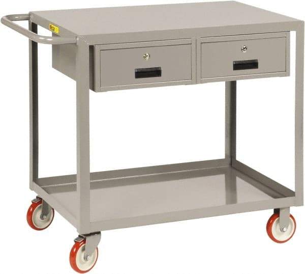 Little Giant - 1,200 Lb Capacity, 24" Wide x 42" Long x 35" High Shelf Cart - 2 Shelf, Steel, 2 Rigid/2 Swivel Casters - Best Tool & Supply