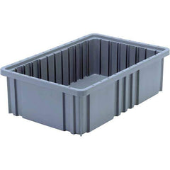 Quantum Storage - 40 Lb Load Capacity Gray Polypropylene Dividable Container - Stacking, 5" Long x 10.9" Wide x 16-1/2" High - Best Tool & Supply