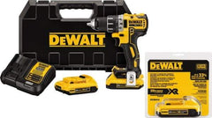 DeWALT - 20 Volt 1/2" Chuck Mid-Handle Cordless Drill - 0-500 & 0-2000 RPM, Keyless Chuck, Reversible, 3 Lithium-Ion Batteries Included - Best Tool & Supply