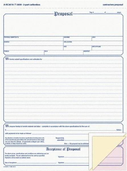 Adams Business Forms - 50 Sheet, 8-1/2 x 11-7/16", Sales Order Book - White, Canary & Pink - Best Tool & Supply