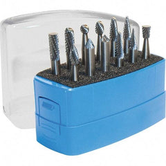 Made in USA - 12 Piece, 1/4" Shank Burr Set - Solid Carbide, Multiple Head Shape - Best Tool & Supply