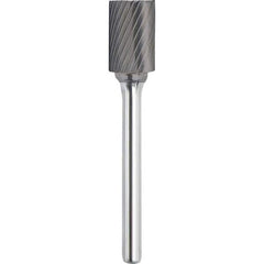 Made in USA - 8mm Cut Diam, 0.2362" Shank Diam, Carbide Single Cut Cylinder Burr with End Cut - Best Tool & Supply