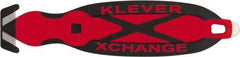 Klever Innovations - Recessed/Hook Blade Box Cutter - 5-3/4" Carbon Steel Blade, Red Plastic Handle, 2 Blades Included - Best Tool & Supply