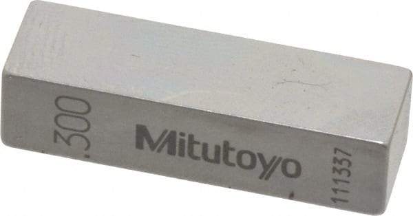 Mitutoyo - 0.3" Rectangular Steel Gage Block - Accuracy Grade AS-1, Includes Certificate of Inspection - Best Tool & Supply