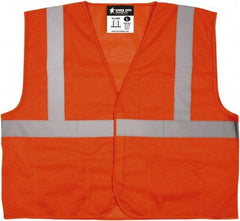 MCR Safety - Size XL Flame Hi-Viz Orange Mesh General Purpose Vest - 25.4" Chest, ANSI 107-2015, Hook & Loop Closure, 3 Pockets, Polyester - Best Tool & Supply