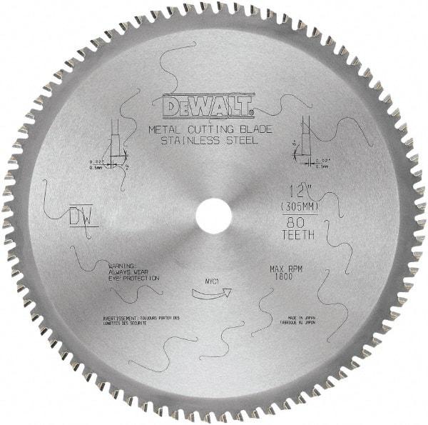 DeWALT - 12" Diam, 1" Arbor Hole Diam, 80 Tooth Wet & Dry Cut Saw Blade - Carbide-Tipped, Standard Round Arbor - Best Tool & Supply