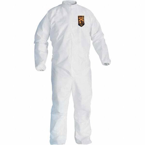 KleenGuard - Size L Film Laminate General Purpose Coveralls - White, Zipper Closure, Elastic Cuffs, Elastic Ankles, Serged Seams - Best Tool & Supply