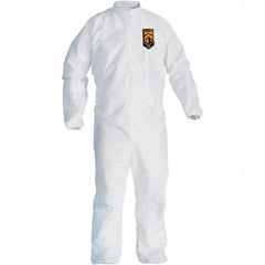 KleenGuard - Size M Film Laminate General Purpose Coveralls - White, Zipper Closure, Elastic Cuffs, Elastic Ankles, Serged Seams - Best Tool & Supply