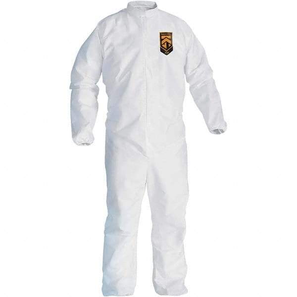 KleenGuard - Size S Film Laminate General Purpose Coveralls - White, Zipper Closure, Elastic Cuffs, Elastic Ankles, Serged Seams - Best Tool & Supply