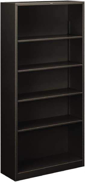 Hon - 5 Shelf, 71" High x 34-1/2" Wide Bookcase - 12-5/8" Deep, Steel, Charcoal - Best Tool & Supply