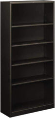 Hon - 5 Shelf, 71" High x 34-1/2" Wide Bookcase - 12-5/8" Deep, Steel, Charcoal - Best Tool & Supply