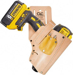 CLC - Drill/Impact Driver Holster with 3 Pockets - Leather, Natural (Color) - Best Tool & Supply