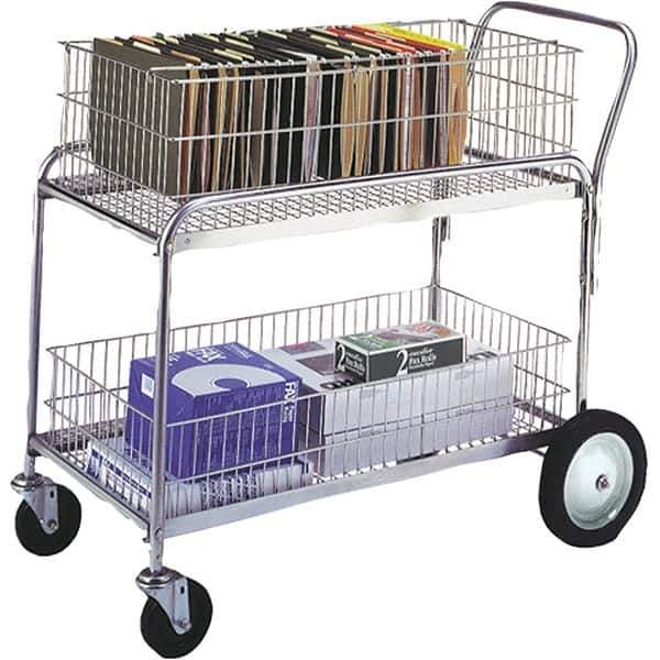 Wesco Industrial Products - 250 Lb Capacity, 36" Wide x 11" Long x 17-1/4" High Mail Cart - 2 Shelf, Steel, Hard Rubber Casters - Best Tool & Supply