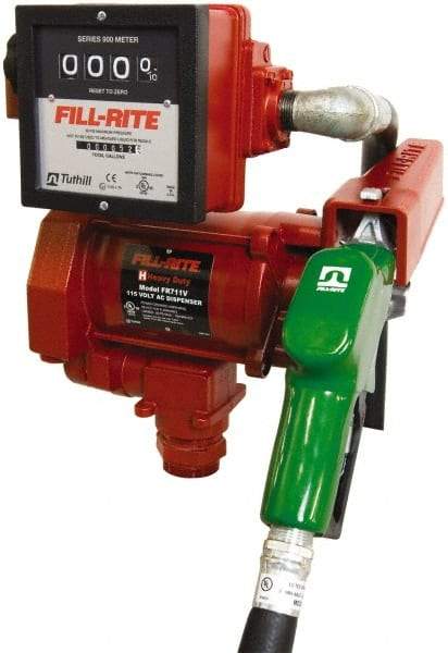 Tuthill - 23 GPM, 1" Hose Diam, AC High-Flow Tank Pump with Automatic Nozzle & 901 Meter - 1-1/4" Inlet, 1" Outlet, 115 Volts, 18' Hose Length, 1/3 hp - Best Tool & Supply