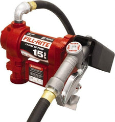 Tuthill - 15 GPM, 3/4" Hose Diam, DC Tank Pump with Manual Nozzle - 1" Inlet, 3/4" Outlet, 12 Volts, 12' Hose Length, 1/4 hp - Best Tool & Supply