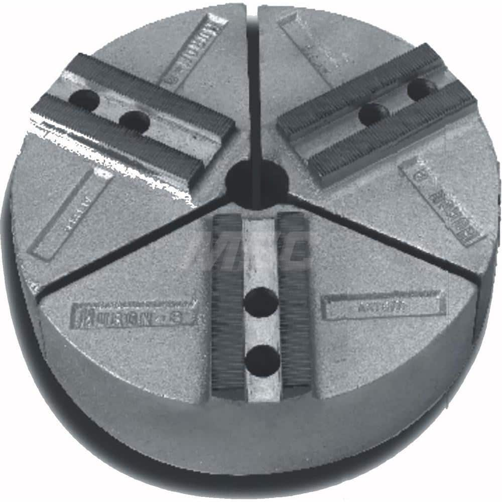 Huron Machine Products - Soft Lathe Chuck Jaws; Jaw Type: Round ; Material: Cast Iron ; Jaw Interface Type: 1.5mm x 60? Serrated ; Maximum Compatible Chuck Diameter (Inch): 6 ; Minimum Compatible Chuck Diameter (Inch): 1 ; Overall Height (Inch): 3 - Exact Industrial Supply