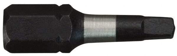 Milwaukee Tool - #3" Square Size Square Recess Bit - 1/4" Hex Drive, 1" OAL - Best Tool & Supply