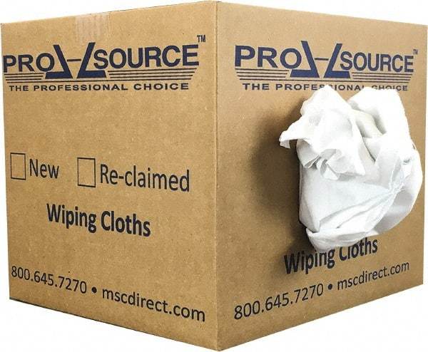 PRO-SOURCE - Cotton Reclaimed Rags - White, Sheeting, Lint Free, 10 Lbs. at 3 to 5 per Pound, Box - Best Tool & Supply