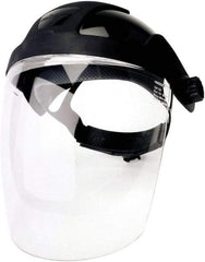 Sellstrom - Nylon Black Ratchet Adjustment, Face Shield & Headgear Set - 12-1/8" Wide x 9" High x 0.06" Thick, Anti-Fog, Clear Window - Best Tool & Supply