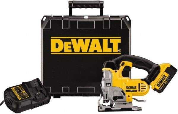 DeWALT - 20 Volt, 3,000 SPM, 1" Stroke Length, Lithium-Ion Cordless Jigsaw - 90° Cutting Angle, Series 20V MAX Battery Included - Best Tool & Supply