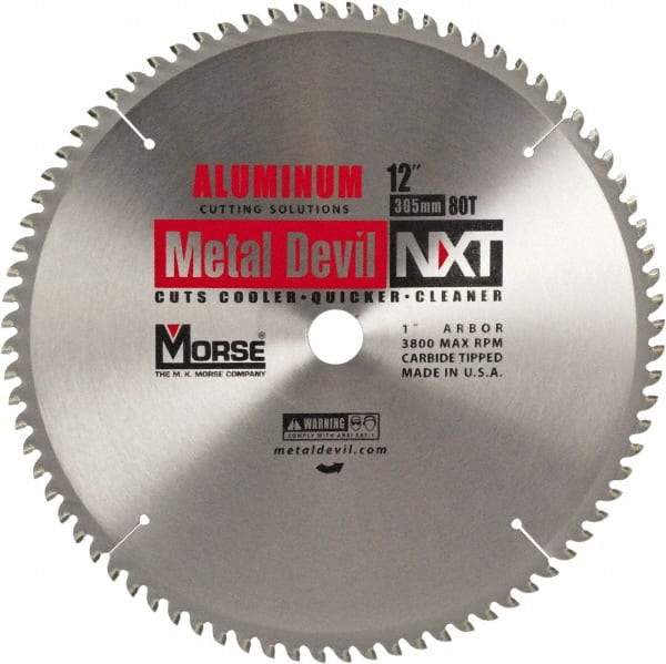 M.K. MORSE - 12" Diam, 1" Arbor Hole Diam, 80 Tooth Wet & Dry Cut Saw Blade - Steel, Standard Round Arbor - Best Tool & Supply