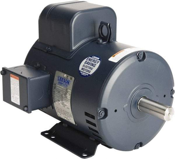 Leeson - 7-1/2 Max hp, 3,600 Max RPM, Capacitor Start Electric AC DC Motor - 230 V Input, Single Phase, 184T Frame, 1-1/8" Shaft Diam, Rigid Base Mount, Drip-proof Enclosure - Best Tool & Supply