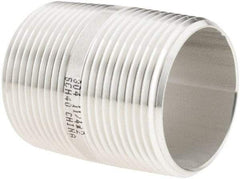 Value Collection - 1-1/4" Pipe x 2" Long, Grade 304/304L Stainless Steel Pipe Nipple - Welded & Threaded - Best Tool & Supply