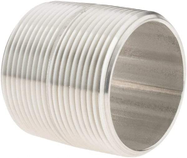 Value Collection - 1-1/2" Pipe x 1-3/4" Long, Grade 304/304L Stainless Steel Pipe Nipple - Welded & Threaded - Best Tool & Supply