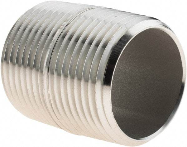 Value Collection - 1" Pipe x 1-1/2" Long, Grade 304/304L Stainless Steel Pipe Nipple - Welded & Threaded - Best Tool & Supply