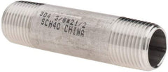 Value Collection - 3/8" Pipe x 2-1/2" Long, Grade 304/304L Stainless Steel Pipe Nipple - Welded & Threaded - Best Tool & Supply