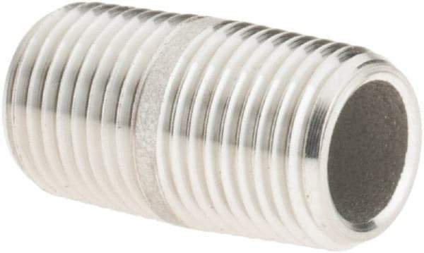 Value Collection - 1/8" Pipe x 3/4" Long, Grade 304/304L Stainless Steel Pipe Nipple - Welded & Threaded - Best Tool & Supply