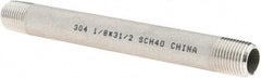 Value Collection - 1/8" Pipe x 3-1/2" Long, Grade 304/304L Stainless Steel Pipe Nipple - Welded & Threaded - Best Tool & Supply