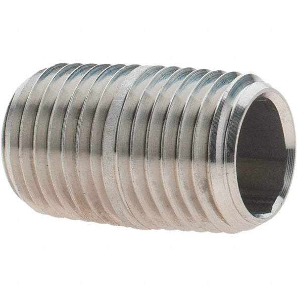 Value Collection - 1/4" Pipe x 7/8" Long, Grade 304/304L Stainless Steel Pipe Nipple - Welded & Threaded - Best Tool & Supply